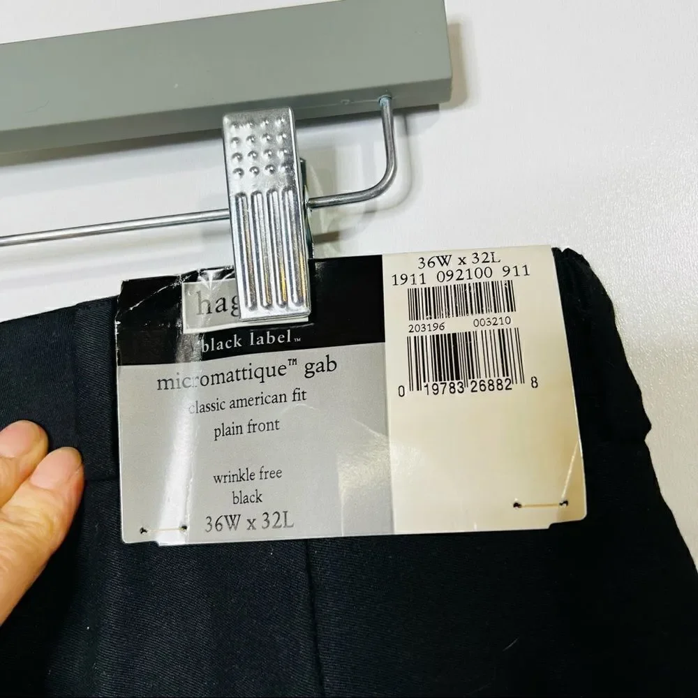 Haggar Black Label Black Pants Classic American Fit Plain Front NWT!